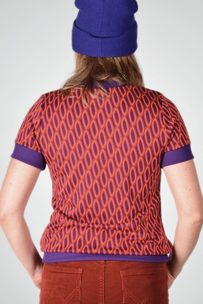 Shirt Viskose Damen – Orange Lila Muster – fair made – Adrett