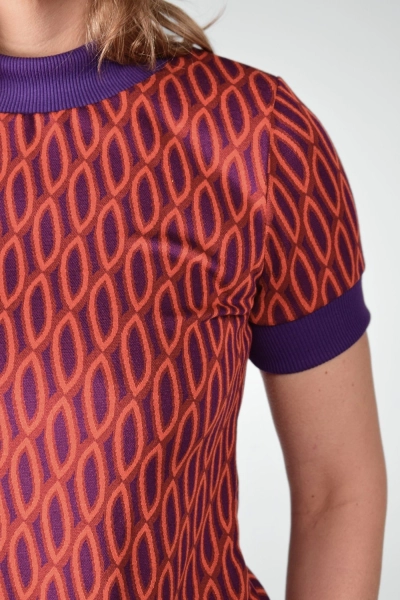 Detailansicht des Musters von Shirt "Anita" kurzarm in Orange/Violet