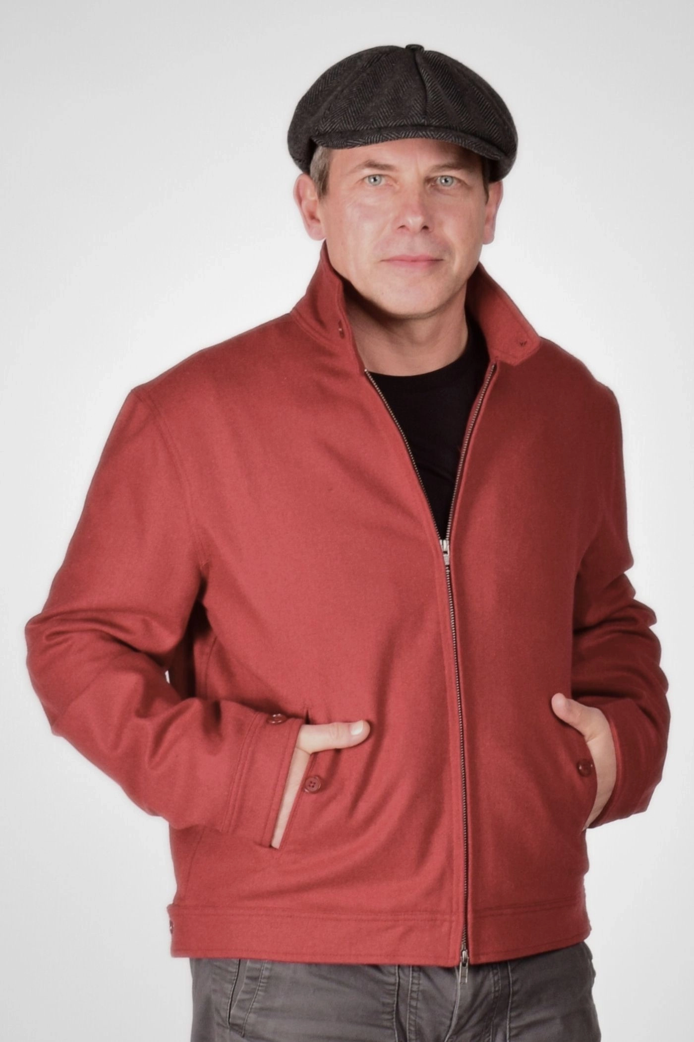 Blousonjacke "Harry" aus Wolle mit Stehkragen - Frontale Sicht