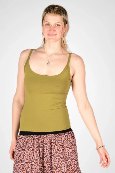 frontale Sicht auf Trägertop "Sunny" in Limettengrün