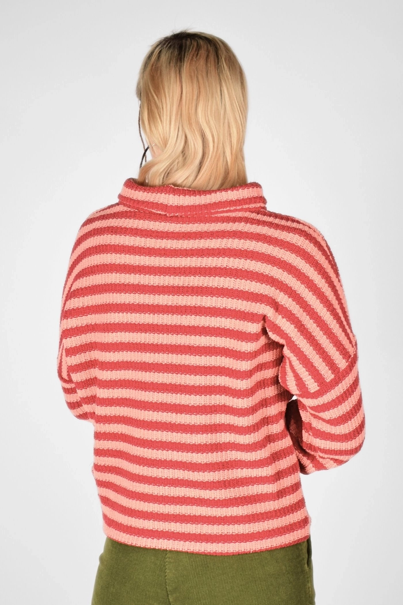 Baumwollstrick- Pullover "Stine" gestreift von hinten