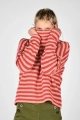 Oversize Pulli "Stine" Baumwollstrick Stehkragen - cherry peach stripes