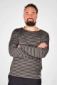 Langarmshirt "Sean" - grau meliert schwarz gestreift
