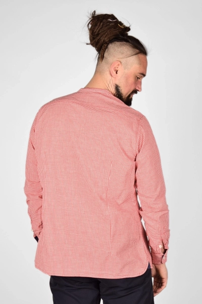 Leinenhemd "Henry" in rot weiss kariert - Frontal