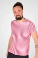 Pink Weiss gestreiftes Viskose T-Shirt von vorne