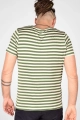 Viskose T-Shirt für Herren – grün-beige gestreift mit Rundhals