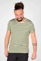 Viskose T-Shirt für Herren – grün-beige gestreift mit Rundhals