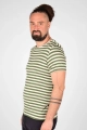 Viskose T-Shirt für Herren – grün-beige gestreift mit Rundhals