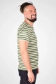 Viskose T-Shirt für Herren – grün-beige gestreift mit Rundhals