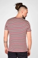 Viskose T-Shirt für Herren – weinrot-beige gestreift mit Rundhals