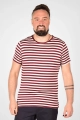 T-Shirt "Theo" Viskose - weinrot beige gestreift