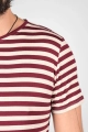 Viskose T-Shirt für Herren – weinrot-beige gestreift mit Rundhals