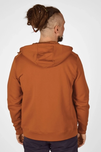 offen getragene Sweatjacke "Matthew" mit Kapuze in Curry - frontal