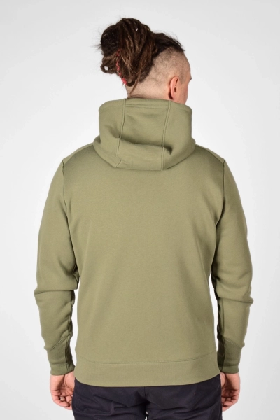 Rückansicht von Sweatjacke "Matthew" in grün mit Kapuze