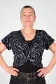 Crop Knot Top "Ana" Viskose Kurzarm - silber blau graues Zebra