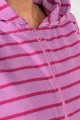 Kurze Frotteejacke für Damen – Pink mit Streifen & Kapuze – Potatoes