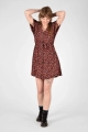 Kleid "Fleur" Viskose Kurzarm - pink rote Blumen auf Schwarz
