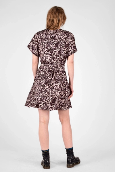 Kleid "Fleur" aus Viskose mit Leo-Print von hinten