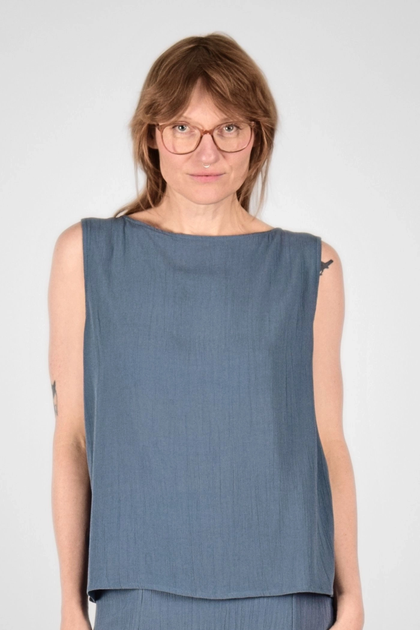 Top für Damen aus Viskose in Taubenblau - Potatoes