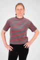 Samt T-Shirt "Katja" Nicki in petrol rot gestreift von vorn