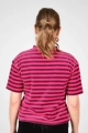 Samt T-Shirt "Katja" in aubergine pink gestreift von hinten