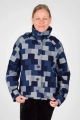Frontale Sicht von Jeansjacke "Mirri" im dunklen Jeans und kariertem Patchdesign