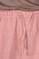 Detailansicht der vorderen Kordeln von Joggpants "Candys" aus Leinen in altrosa