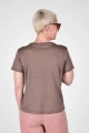 Rückansicht auf Damen T-Shirt "Karo" aus Leinen in Braun