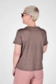 Damen T-Shirt "Karo" aus Leinen in Braun von hinten