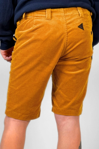 Kurze Zimmermannshose aus Cord in Gelb – Worker Style