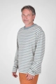Seitenansicht vom Longsleeve "Paul" in eisblau beige gestreift