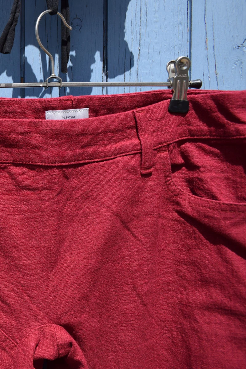 Wide Leg Hose für Damen in Rot Detailansicht Gesäßtasche