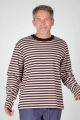 frontale Sicht auf Langarmshirt "Paul" aus Baumwolle in braun beige getsreift
