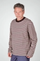 Seitenansicht vom Langarmshirt "Paul" aus Baumwolle in braun beige getsreift