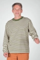 Frontansicht vom Baumwollshirt "Paul" in langarm - grün beige gestreift