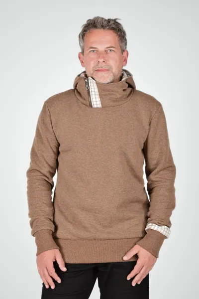 Fairer Hoodie für Herren aus Baumwolle in Braun meliert - Potatoes