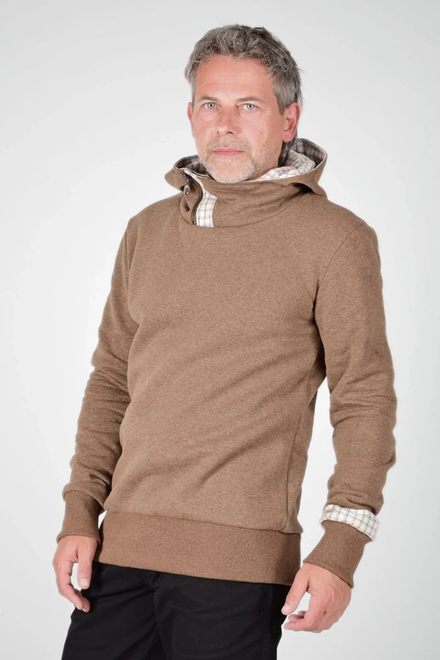Fairer Hoodie für Herren aus Baumwolle in Braun meliert - Potatoes