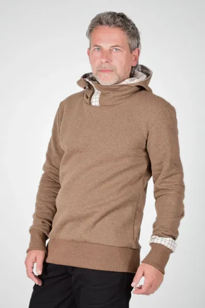 Fairer Hoodie für Herren aus Baumwolle in Braun meliert - Potatoes