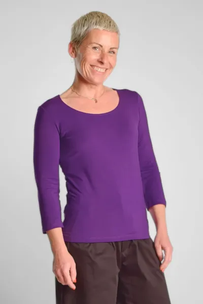 Viskose Shirt 3/4-Arm für Damen in Violett - fair produziert
