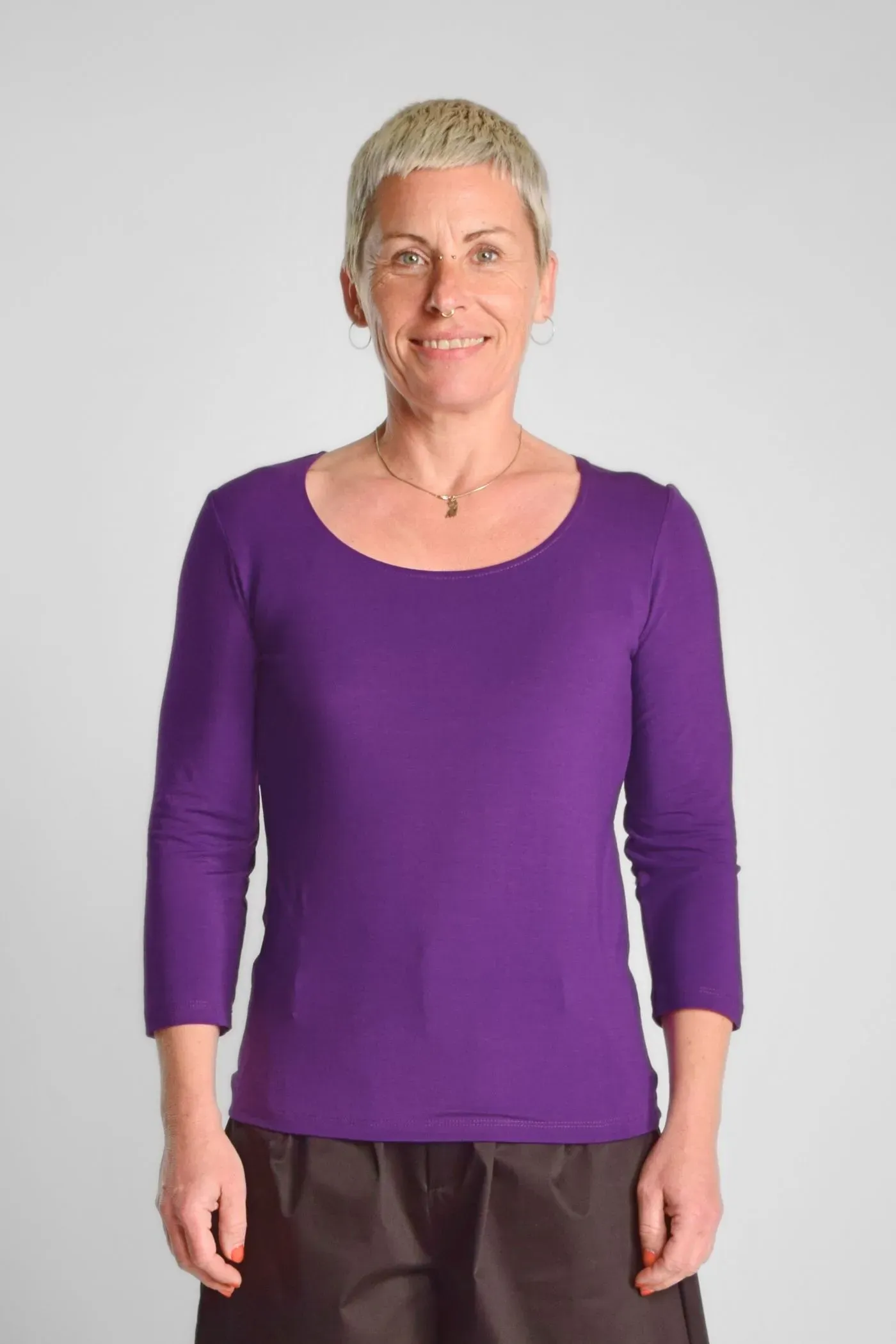 Viskose Shirt 3/4-Arm für Damen in Violett - fair produziert