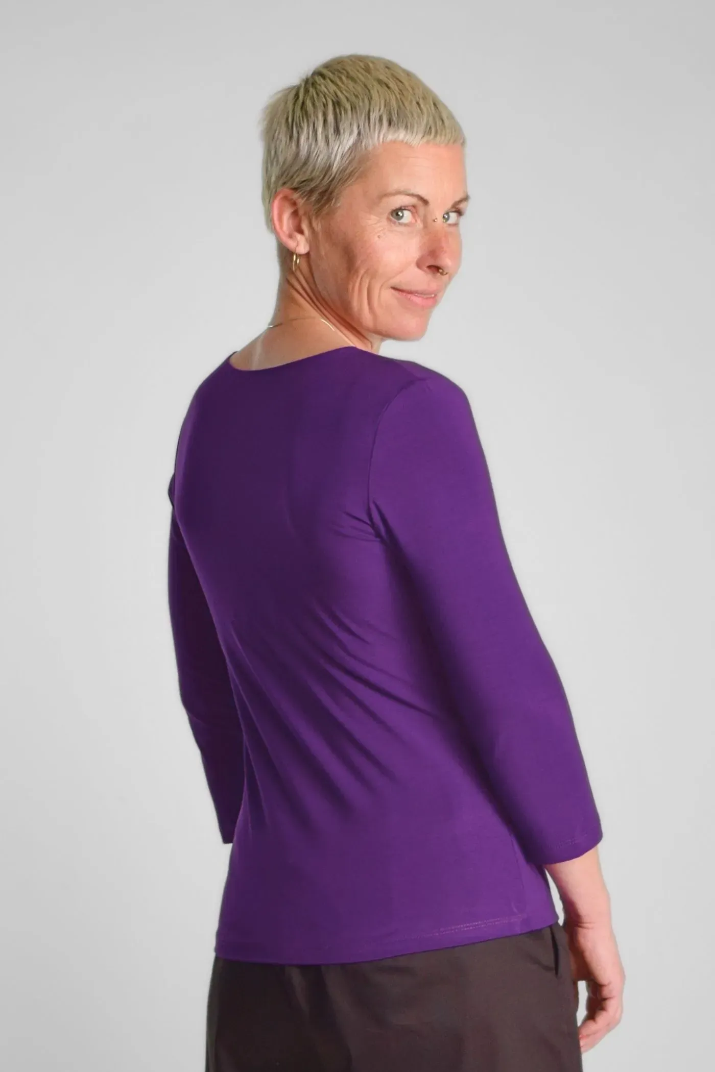 Viskose Shirt 3/4-Arm für Damen in Violett - fair produziert