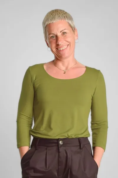 Viskose Shirt 3/4-Arm für Damen in Olivgrün - fair produziert