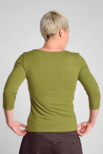 Viskose Shirt 3/4-Arm für Damen in Olivgrün - fair produziert