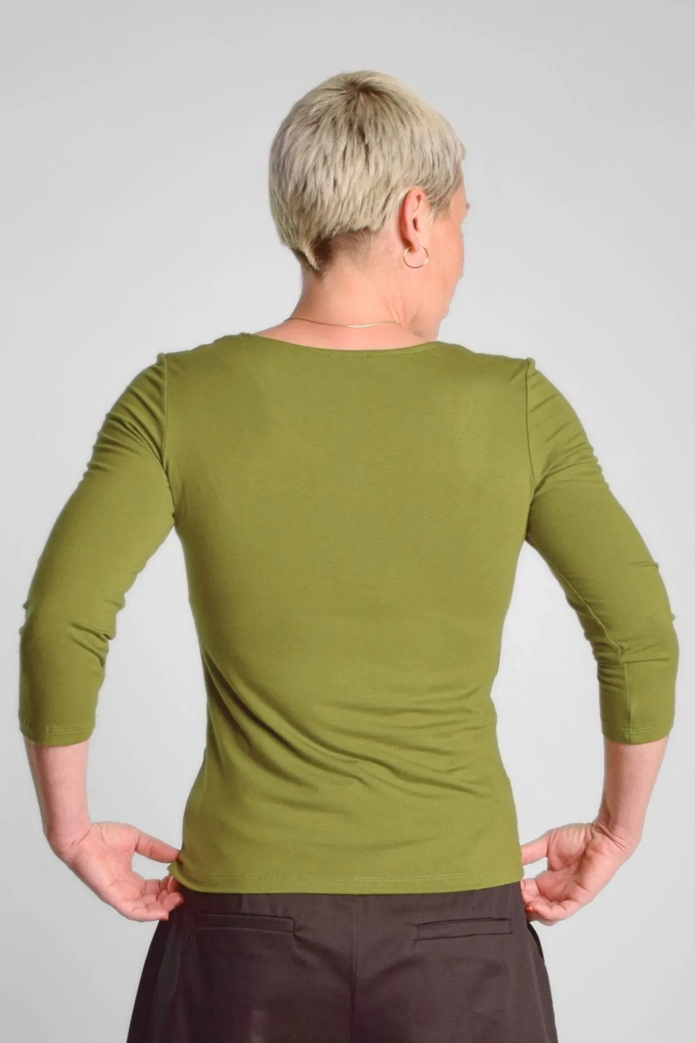 Viskose Shirt 3/4-Arm für Damen in Olivgrün - fair produziert