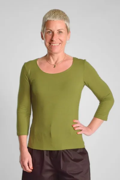 Viskose Shirt 3/4-Arm für Damen in Olivgrün - fair produziert