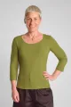 Viskose Shirt 3/4-Arm für Damen in Olivgrün - fair produziert