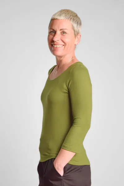 Viskose Shirt 3/4-Arm für Damen in Olivgrün - fair produziert