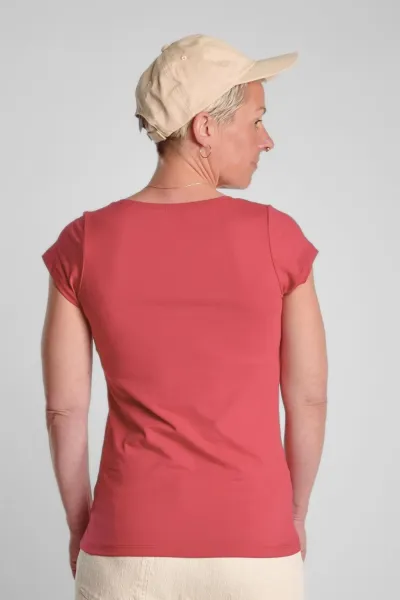 Rotes Bio-Baumwolle T-Shirt für Damen – Rundhals – Green Potatoes