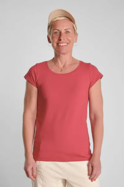 Rotes Bio-Baumwolle T-Shirt für Damen – Rundhals – Green Potatoes