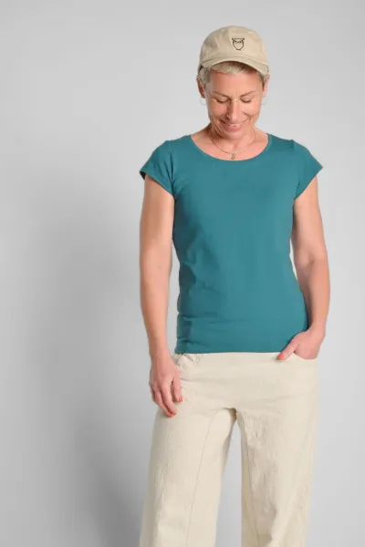 Bio-Baumwolle T-Shirt für Damen in Petrol – Rundhals – Green Potatoes